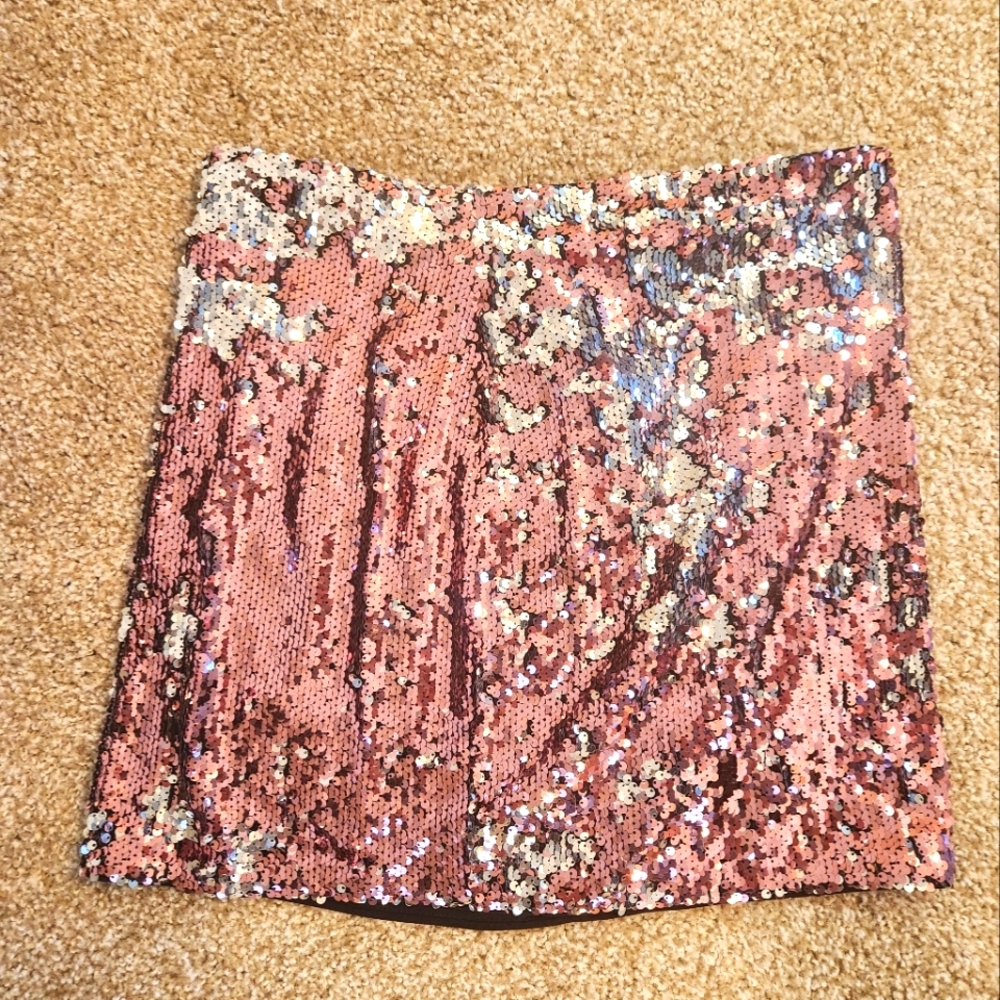 Festive Sequin Skirt - pink and silver